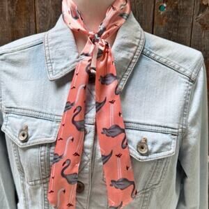 Pink and Grey Flamingo Western Skinny Cowgirl Mini Wild Rag Scarf Necktie